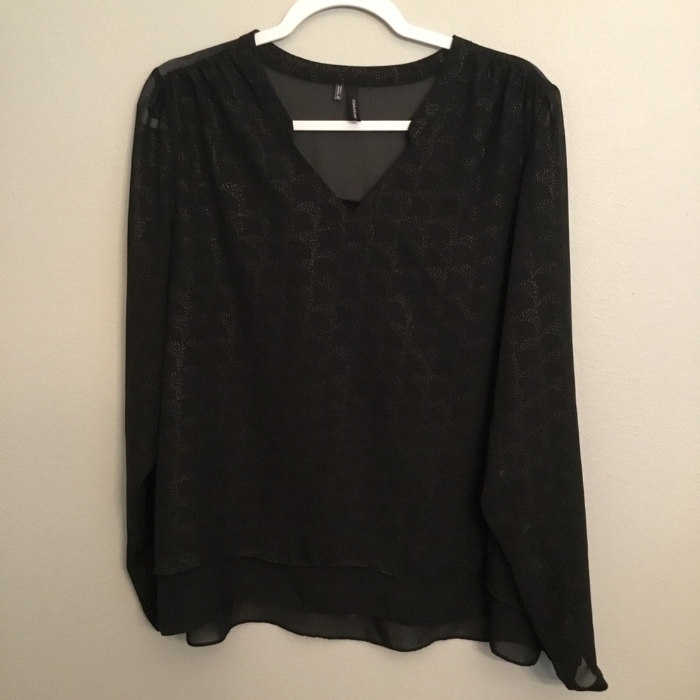 Maurice's black and gold sheer blouse XL